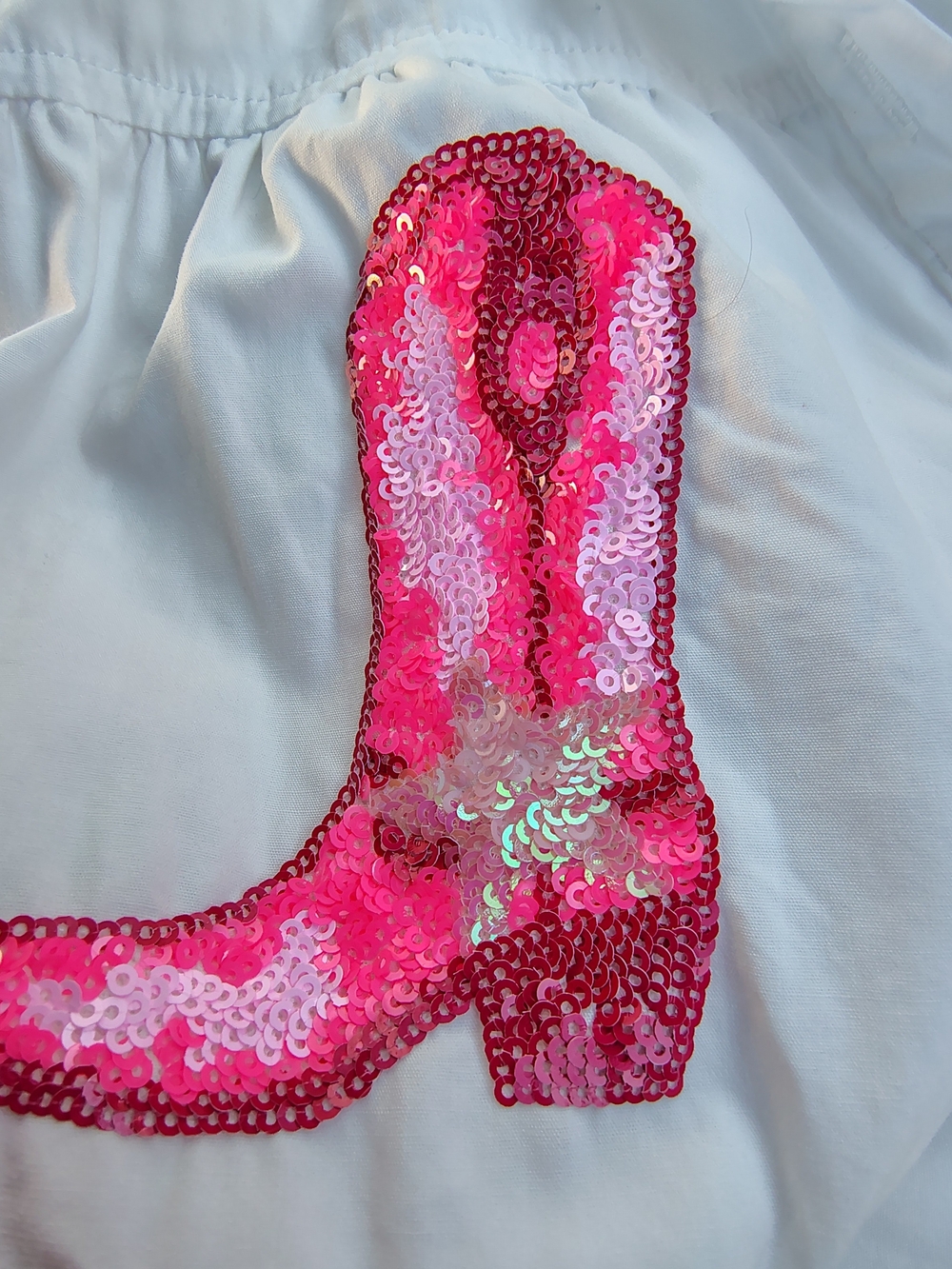 Peach Love California White Button Tiered Dress with Pink Sequin Boot Motif - Picture 5 of 5
